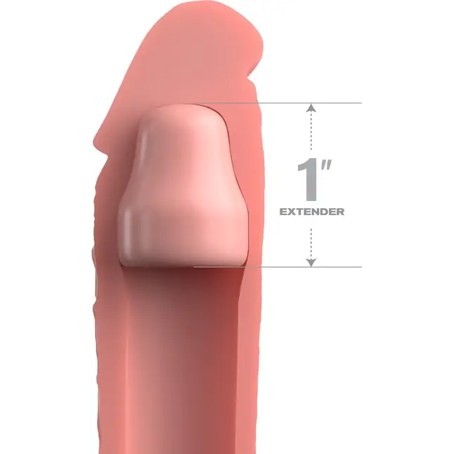 Телесная насадка-удлинитель 1 Inch Silicone X-tension - 17,8 см - Fantasy X-tensions Elite. Фотография 2.