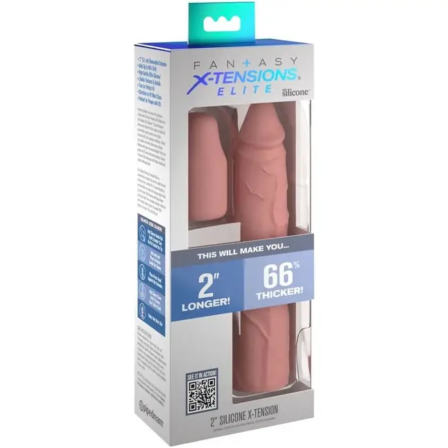 Телесная насадка-удлинитель 2 Inch Silicone X-tension - 20,3 см - Fantasy X-tensions Elite. Фотография 3.
