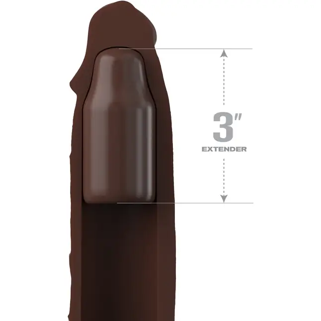 Коричневая насадка-удлинитель 3 Inch Silicone X-tension with Strap - 24,10 см - Fantasy X-tensions Elite. Фотография 2.