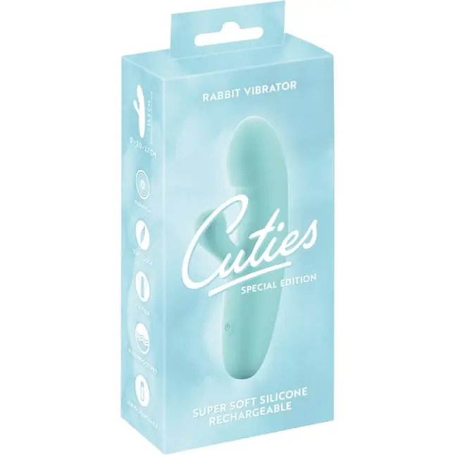Бирюзовый мини-вибратор с клиторальным отростком Rabbit Vibrator - 15,5 см - You2Toys. Фотография 2.
