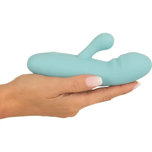 Бирюзовый мини-вибратор с клиторальным отростком Rabbit Vibrator - 15,5 см - You2Toys. Фотография 3.