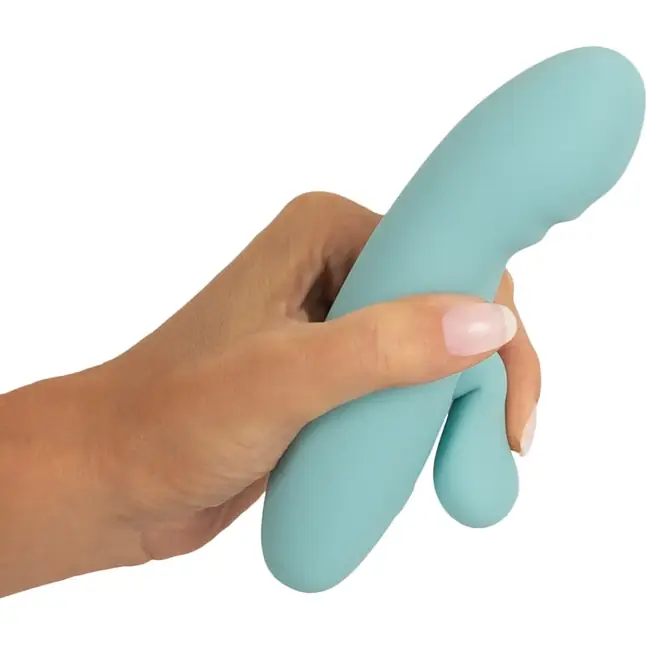 Бирюзовый мини-вибратор с клиторальным отростком Rabbit Vibrator - 15,5 см - You2Toys. Фотография 5.