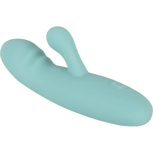 Бирюзовый мини-вибратор с клиторальным отростком Rabbit Vibrator - 15,5 см - You2Toys. Фотография 9.