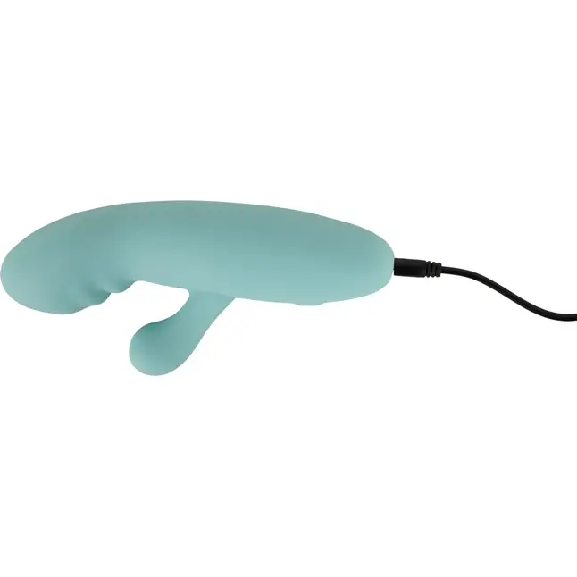 Бирюзовый мини-вибратор с клиторальным отростком Rabbit Vibrator - 15,5 см - You2Toys. Фотография 10.