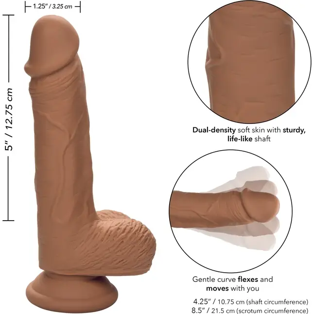 Коричневый фаллоимитатор Dual Density Silicone Studs - 17,75 см - Studs. Фотография 4.