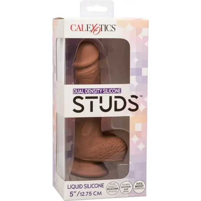 Коричневый фаллоимитатор Dual Density Silicone Studs - 17,75 см - Studs. Фотография 10.