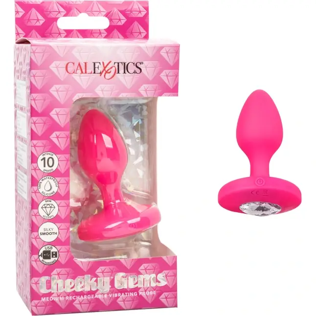 Розовая анальная вибропробка Medium Rechargeable Vibrating Probe - 9,5 см - Cheeky. Фотография 2.