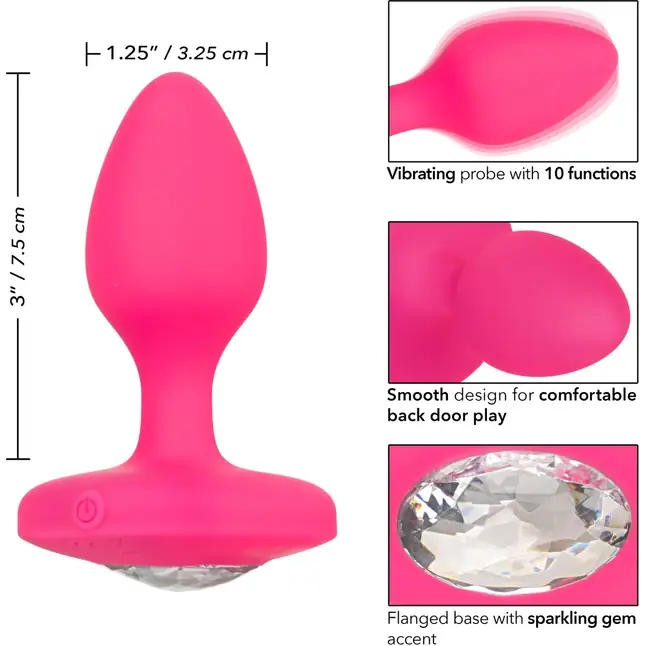 Розовая анальная вибропробка Medium Rechargeable Vibrating Probe - 9,5 см - Cheeky. Фотография 4.