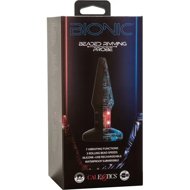 Черная анальная вибропробка с массажем бусинами Bionic Beaded Rimming Probe - 14,5 см - Bionic. Фотография 8.