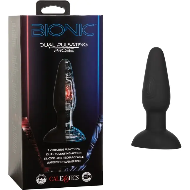 Черная анальная вибропробка Bionic Dual Pulsating Probe - 14 см - Bionic. Фотография 2.