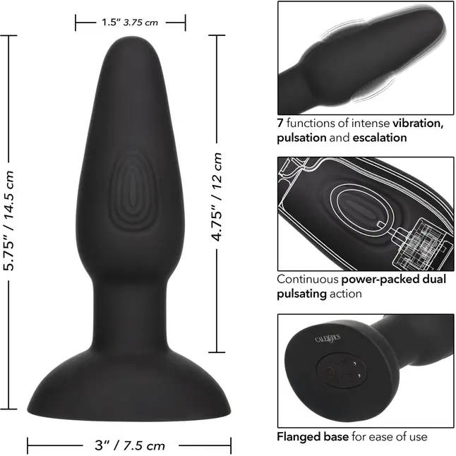 Черная анальная вибропробка Bionic Dual Pulsating Probe - 14 см - Bionic. Фотография 4.