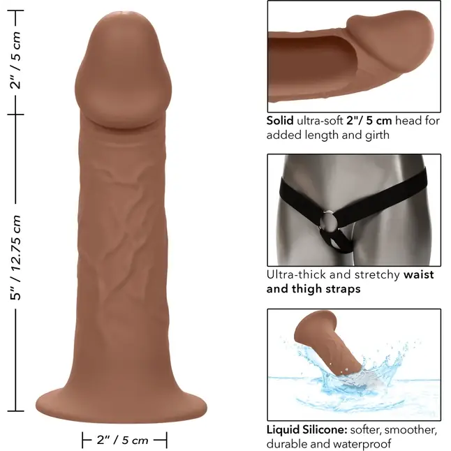 Коричневый фаллопротез Life-Like Extension with Harness - 17,75 см - Performance Maxx. Фотография 4.