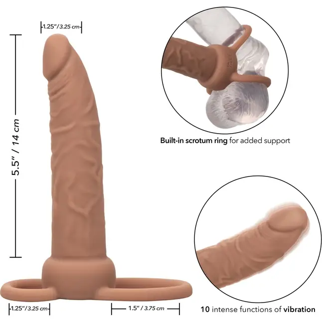 Коричневая перезаряжаемая вибронасадка для двойного проникновения Rechargeable Dual Penetrator - Performance Maxx. Фотография 2.