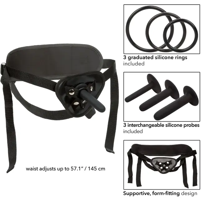 Страпон для анального секса с 3 сменными насадками Silicone Pegging Kit - Boundless. Фотография 4.