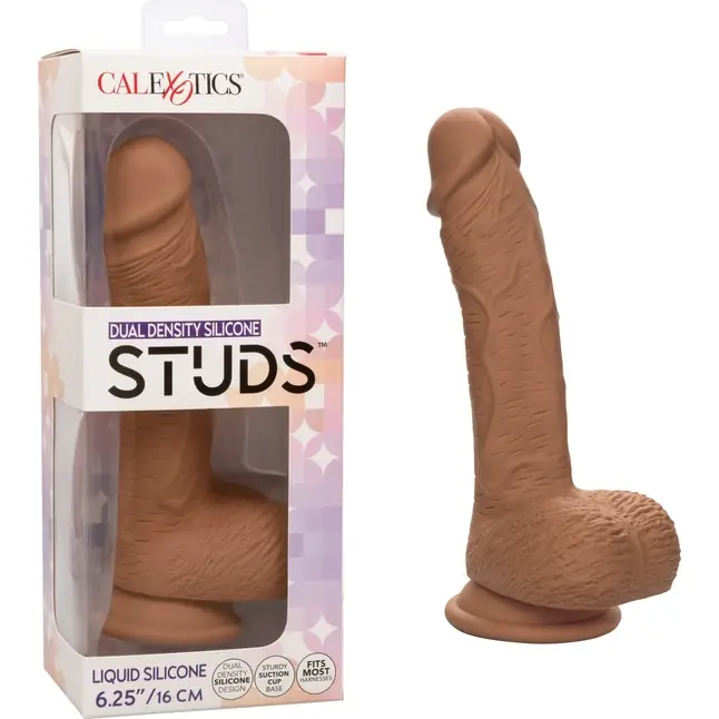 Коричневый фаллоимитатор Dual Density Silicone Studs - 21,5 см - Studs. Фотография 2.