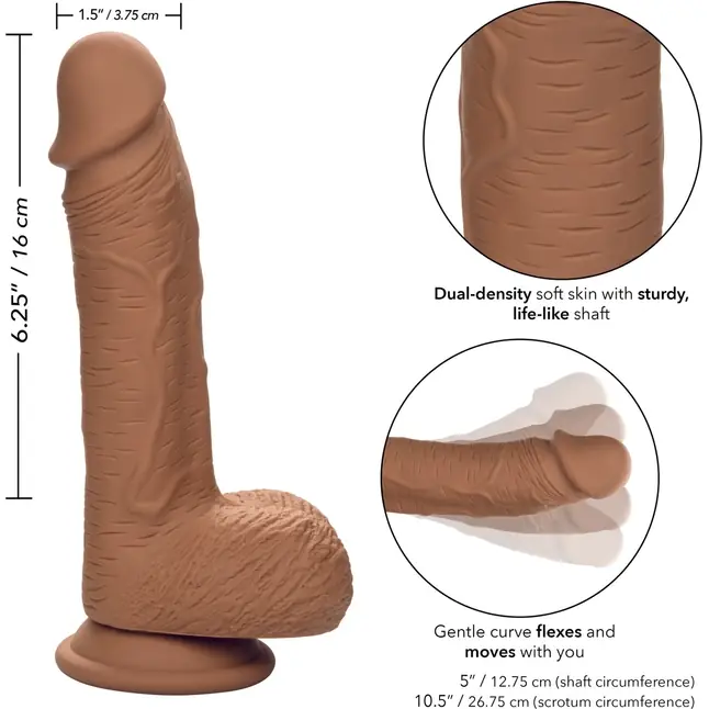 Коричневый фаллоимитатор Dual Density Silicone Studs - 21,5 см - Studs. Фотография 4.