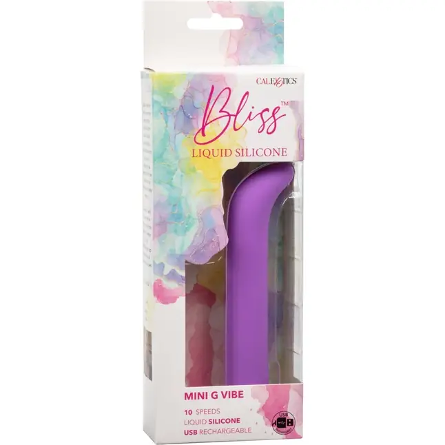 Фиолетовый мини-вибромассажер Liquid Silicone Mini G Vibe для стимуляции зоны G - 10,75 см - Bliss. Фотография 9.