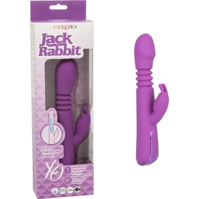 Фиолетовый вибратор-кролик Elite Thrusting Rabbit с возвратно-поступательными движениями - 23,5 см - Jack Rabbits. Фотография 2.