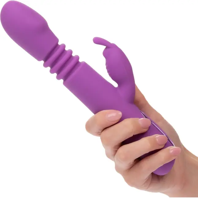 Фиолетовый вибратор-кролик Elite Thrusting Rabbit с возвратно-поступательными движениями - 23,5 см - Jack Rabbits. Фотография 3.