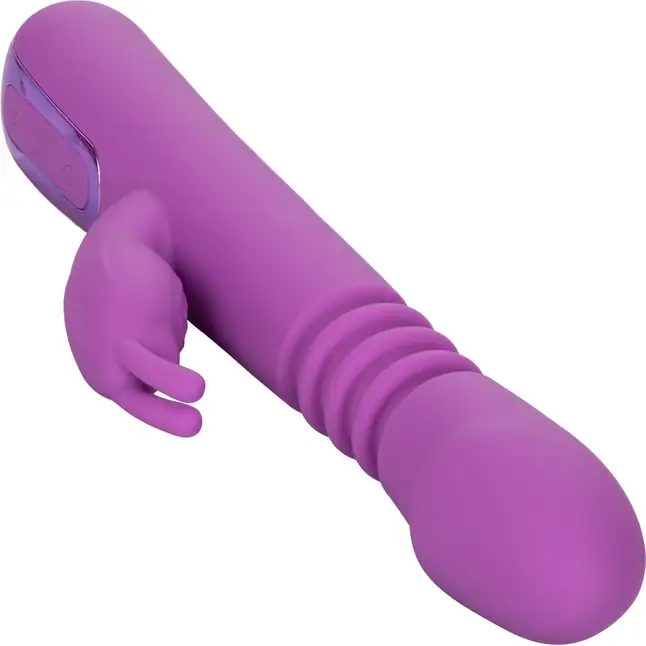 Фиолетовый вибратор-кролик Elite Thrusting Rabbit с возвратно-поступательными движениями - 23,5 см - Jack Rabbits. Фотография 7.