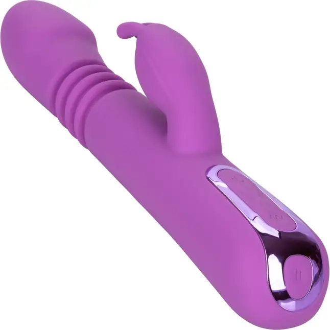 Фиолетовый вибратор-кролик Elite Thrusting Rabbit с возвратно-поступательными движениями - 23,5 см - Jack Rabbits. Фотография 8.