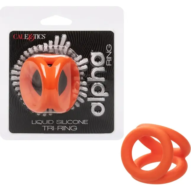 Оранжевое тройное эрекционное кольцо Liquid Silicone Tri-Ring - Alpha. Фотография 2.