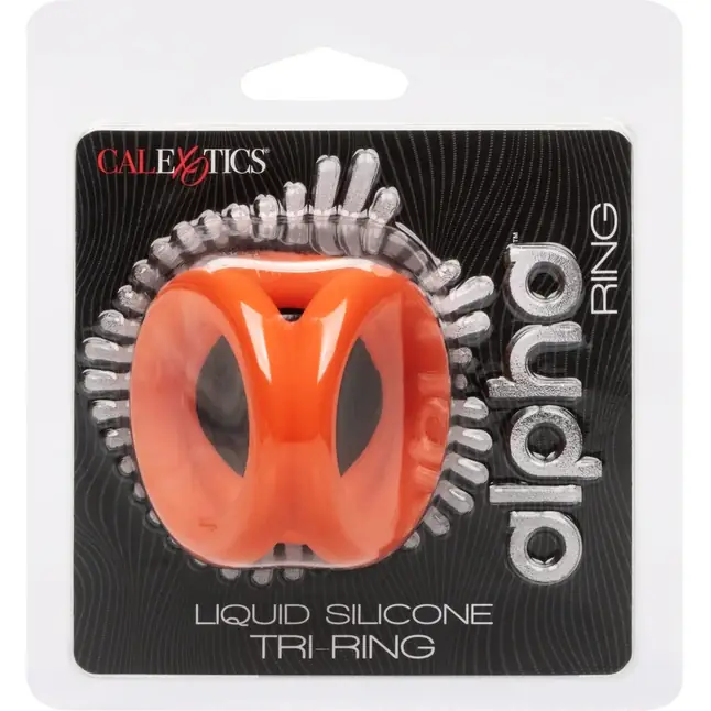 Оранжевое тройное эрекционное кольцо Liquid Silicone Tri-Ring - Alpha. Фотография 11.