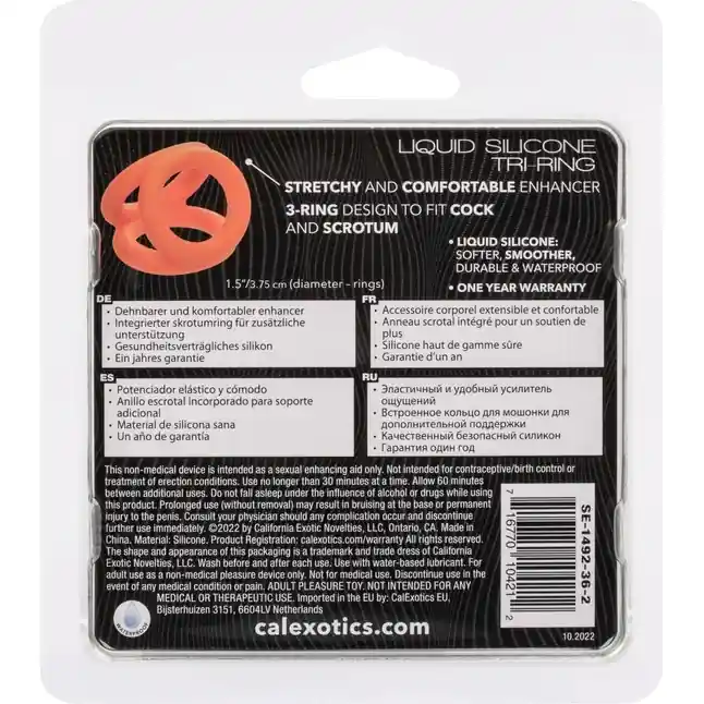 Оранжевое тройное эрекционное кольцо Liquid Silicone Tri-Ring - Alpha. Фотография 12.