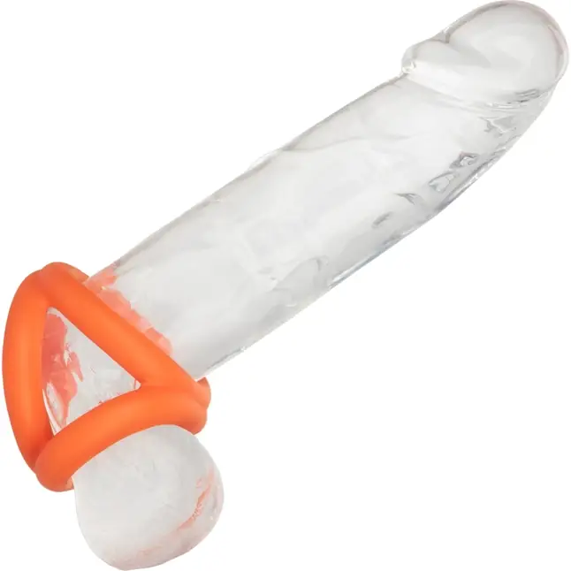 Оранжевое тройное эрекционное кольцо Liquid Silicone Tri-Ring - Alpha. Фотография 3.