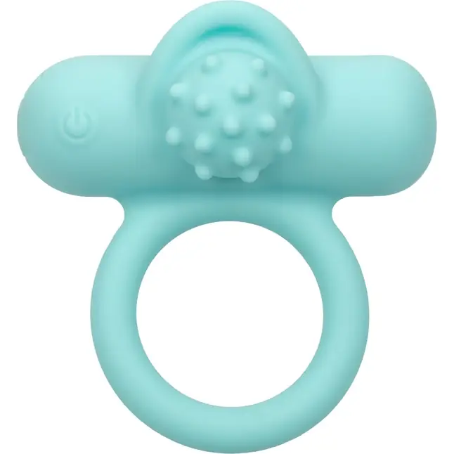 Аквамариновое эрекционное виброкольцо Silicone Rechargeable Nubby Lover’s Delight - Couples Enhancers. Фотография 5.