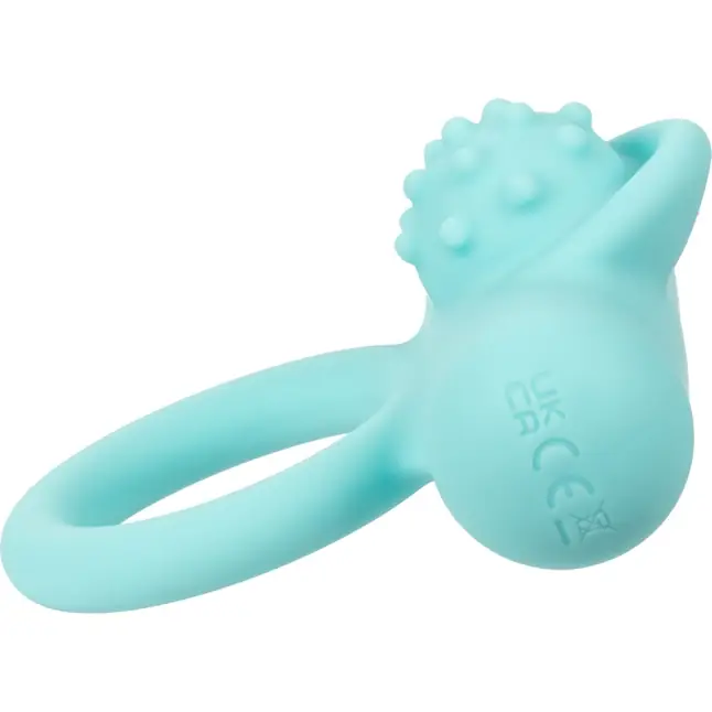 Аквамариновое эрекционное виброкольцо Silicone Rechargeable Nubby Lover’s Delight - Couples Enhancers. Фотография 8.