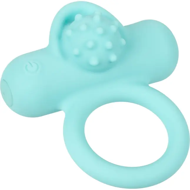 Аквамариновое эрекционное виброкольцо Silicone Rechargeable Nubby Lover’s Delight - Couples Enhancers. Фотография 9.