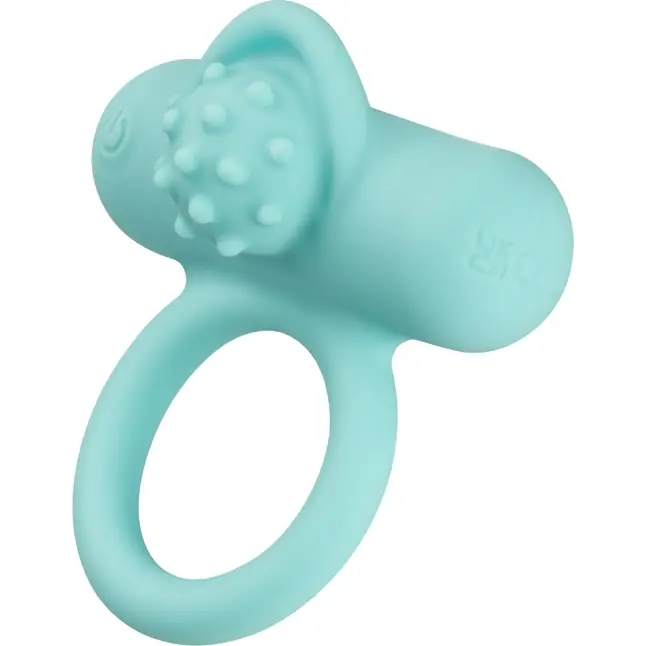 Аквамариновое эрекционное виброкольцо Silicone Rechargeable Nubby Lover’s Delight - Couples Enhancers