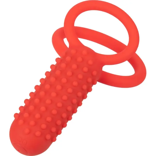 Красное эрекционное кольцо Silicone Rechargeable Vertical Dual Enhancer - Couples Enhancers. Фотография 7.