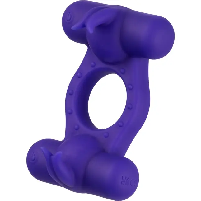 Фиолетовое эрекционное виброкольцо с двумя моторами Silicone Rechargeable Triple Orgasm Enhancer - Couples Enhancers. Фотография 7.