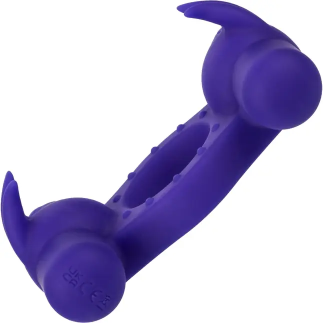 Фиолетовое эрекционное виброкольцо с двумя моторами Silicone Rechargeable Triple Orgasm Enhancer - Couples Enhancers. Фотография 8.