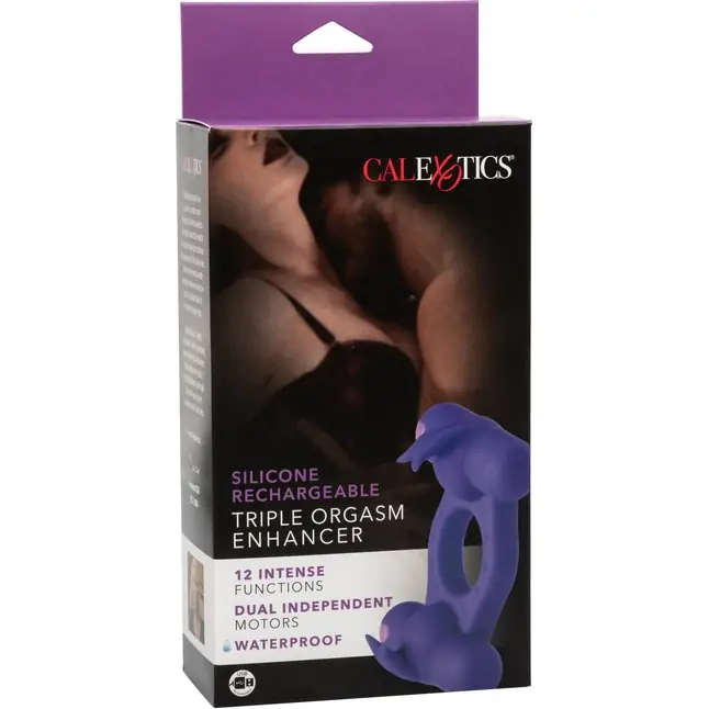 Фиолетовое эрекционное виброкольцо с двумя моторами Silicone Rechargeable Triple Orgasm Enhancer - Couples Enhancers. Фотография 9.