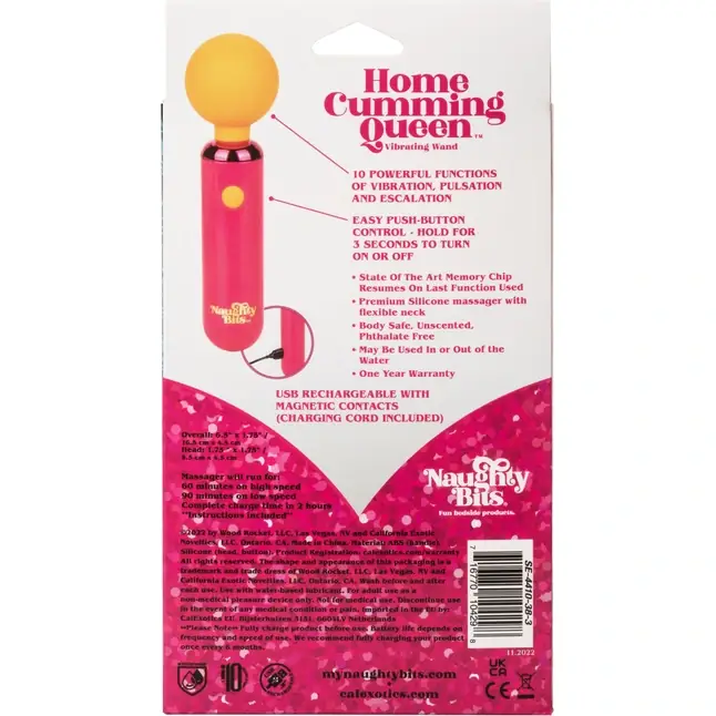 Универсальный мини-wand Home Cumming Queen Vibrating Wand - Naughty Bits. Фотография 11.