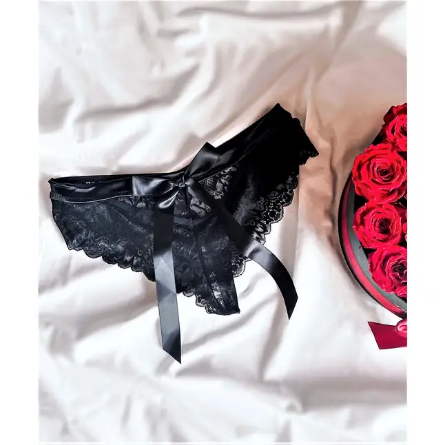 Эффектные трусики High Waisted Bow Back Crotchless Panty. Фотография 5.