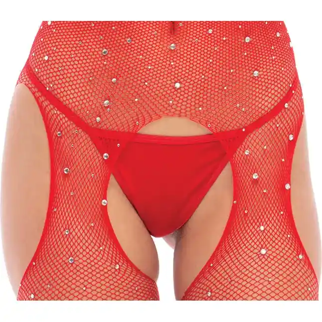 Комбинезон-сетка со стразами Sparkle Fishnet Crotchless Bodystocking. Фотография 3.