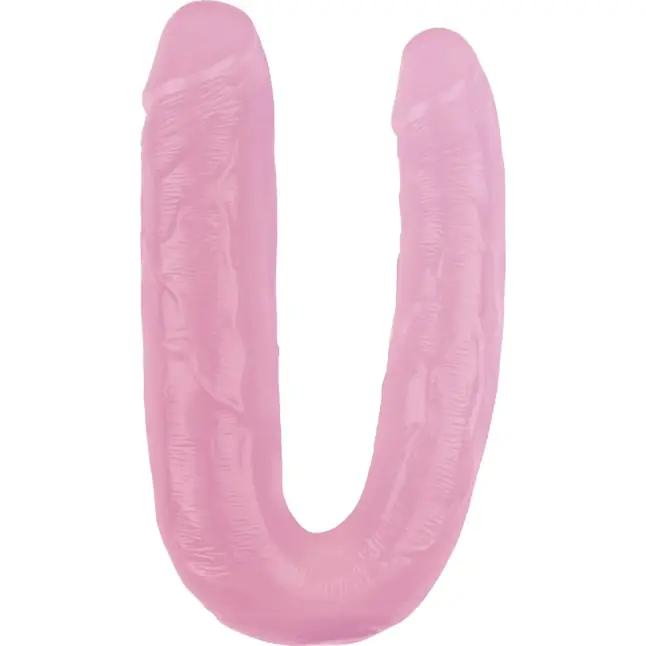 Розовый двусторонний фаллоимитатор 17.7 Inch Dildo - 22,5 см - Hi-Rubber