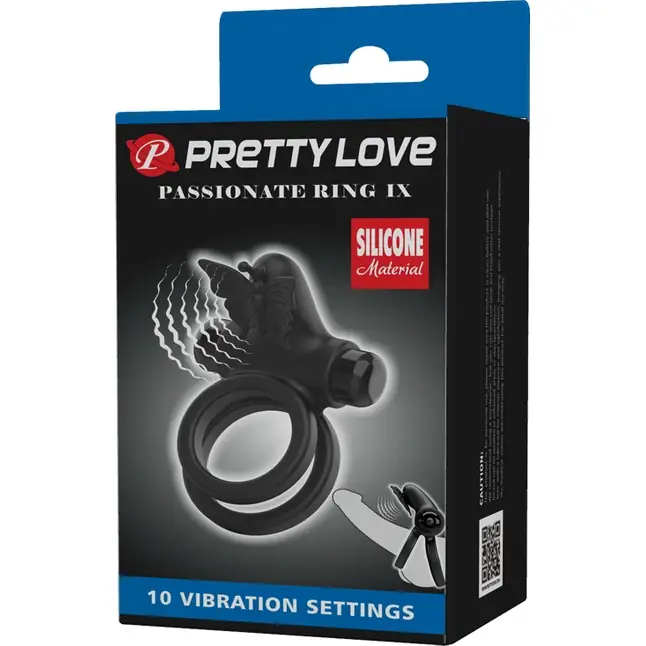 Черное эрекционное виброкольцо Passionate Ring IX - Pretty Love. Фотография 2.