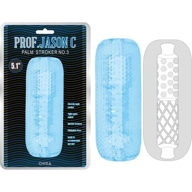 Голубой текстурированный мастурбатор Palm Stroker No.3 - Prof.Jason C