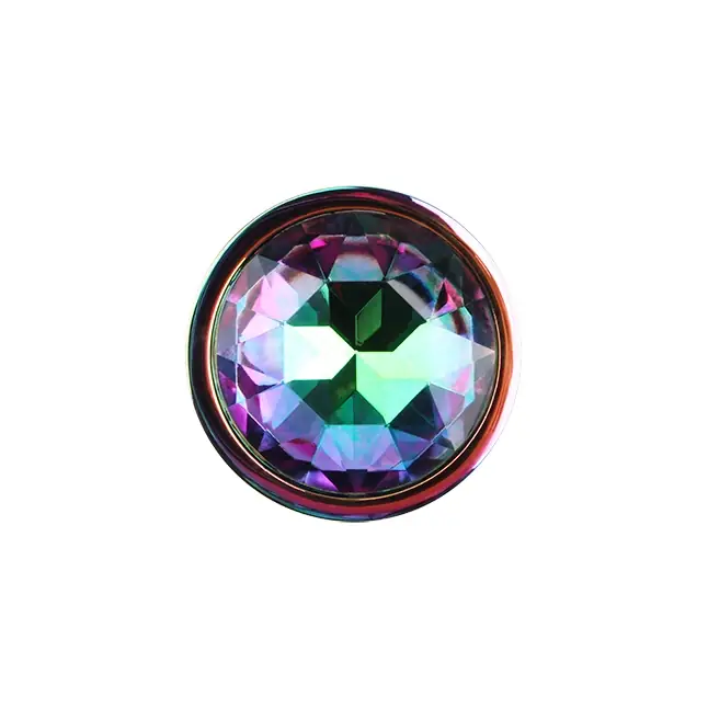 Радужная металлическая пробка Jewelled Metel Butt Plug - 7,1 см - Hi-Basic. Фотография 5.