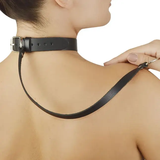 Голубой меховой ошейник с кожаным поводком - BDSM accessories. Фотография 3.