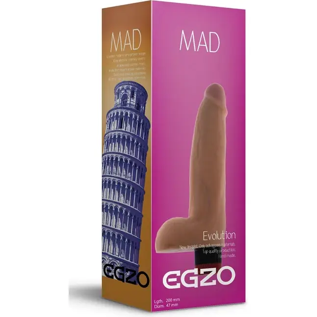 Телесный реалистичный мультискоростной вибратор Mad Tower - 20 см. FFF