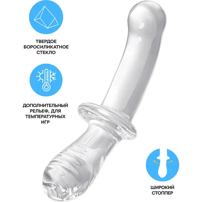 Прозрачный двусторонний стеклянный фаллоимитатор Satisfyer Double Crystal - 19,5 см. Фотография 2.