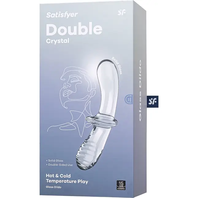Прозрачный двусторонний стеклянный фаллоимитатор Satisfyer Double Crystal - 19,5 см. Фотография 6.