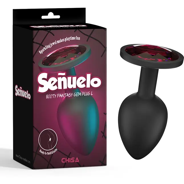 Черная анальная пробка с кристаллм Booty Fantasy Gem Plug L - 9,5 см - Senuelo. Фотография 2.
