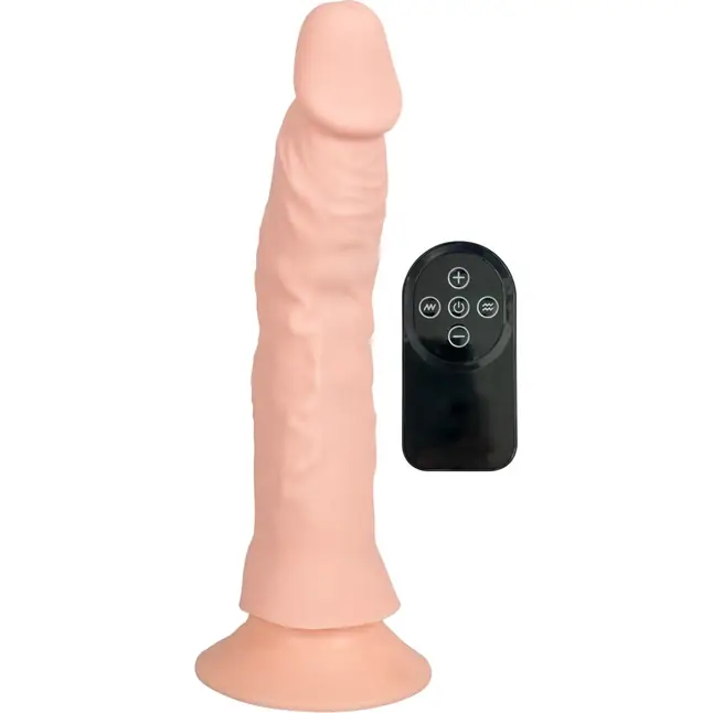 Телесный вибратор на присоске с пультом ДУ Bendable RC Vibrator - 21,5 см - Nature Skin